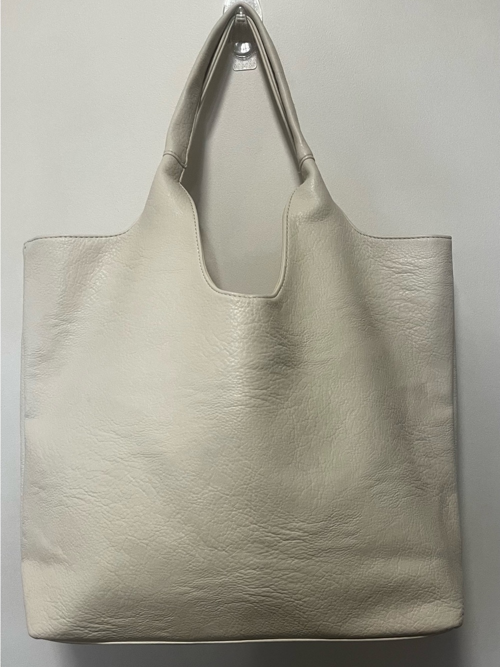 Urban Originals Cream Vegan Leather Tote Bag Large Slouchy Pocket Purse - Picture 7 of 13